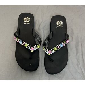 Yellow Box Sandals Women's Size 11 Flip Flop Blue Pink Green Sequins & Gemstones